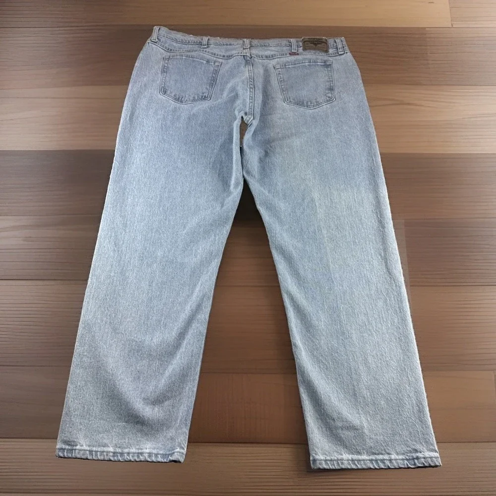 Wrangler Jeans Mens 44x30 Blue Denim Pants Straight Leg Workwear Regular Light